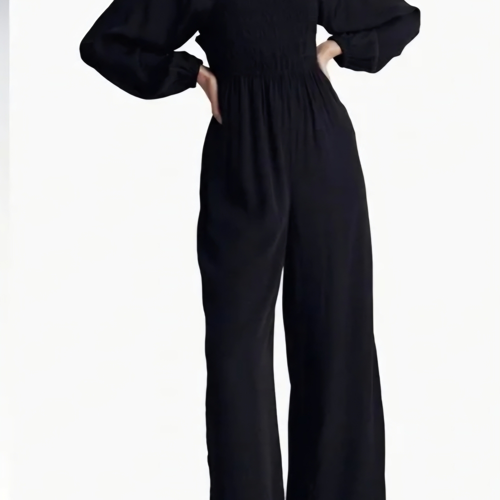 Madewell Elegant Black Long Sleeve Jumpsuit - Picture 2 of 13